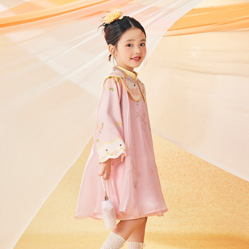 Floral Journey Flower Bloom Cloud Collar Dress-5 -  NianYi, Chinese Traditional Clothing for Kids