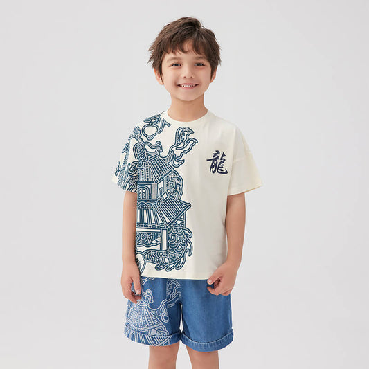 Dragon Loong Chinese Characters Tee-2 -  NianYi, Chinese Traditional Clothing for Kids