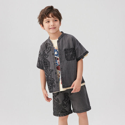 Dragon Loong Palace of Dragon King Graphic Shirt-2 -  NianYi, Chinese Traditional Clothing for Kids