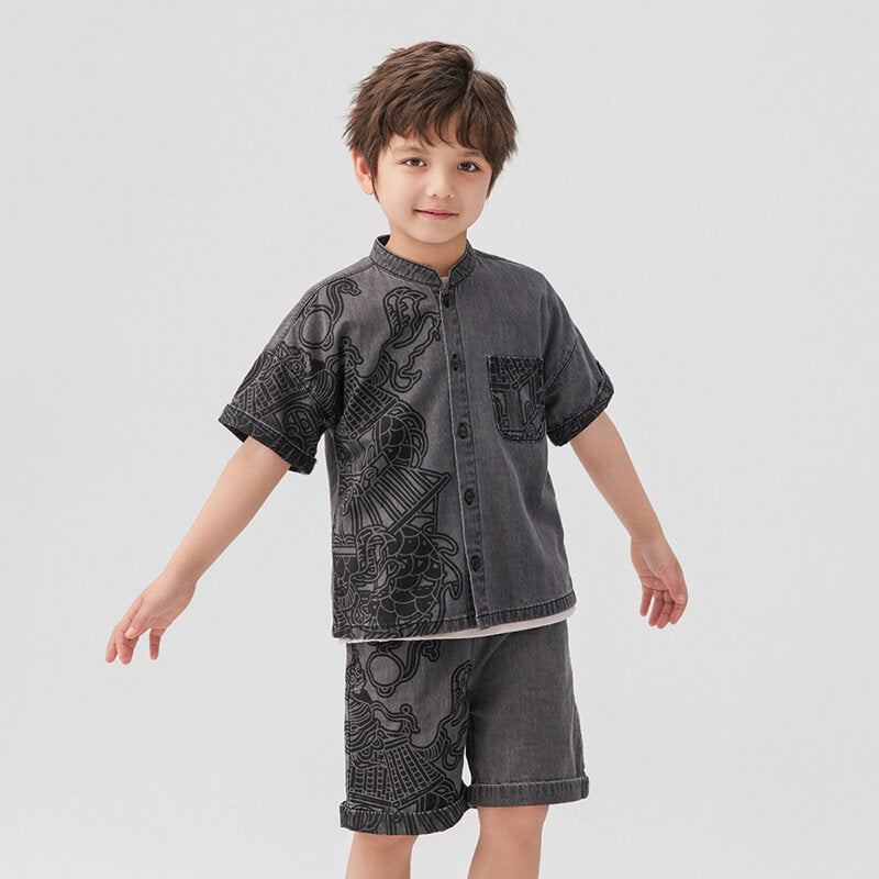 Dragon Loong Palace of Dragon King Graphic Shirt-5 -  NianYi, Chinese Traditional Clothing for Kids