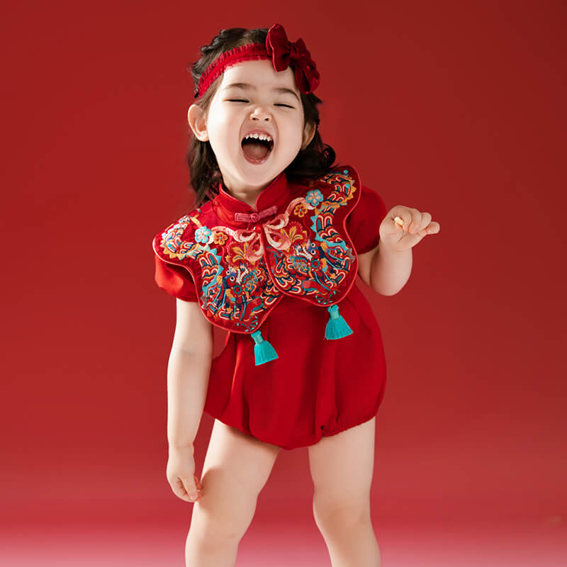 Dragon Loong Embroidery Cloud Collar Toddler Bodysuit-4 -  NianYi, Chinese Traditional Clothing for Kids