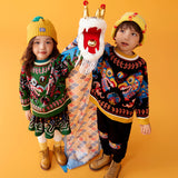 Dragon Long Dragons Playing with Pearls Colorblock Sweaters for Kids