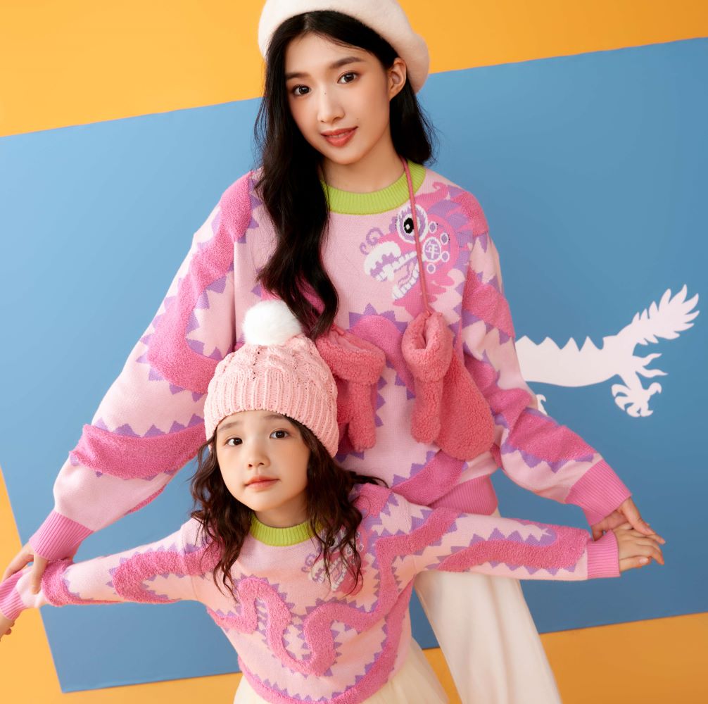 Dragon Long Endless Growing Happy Dragon Color Contrast Sweaters for Kids