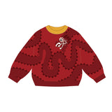 Dragon Long Endless Growing Happy Dragon Color Contrast Sweaters for Kids