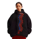 Dragon Long Flying Dragon Embroidery Sherpa Hooded Jacket for Kids