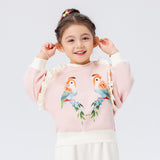 Traditional Chinese Realistic Bird and Flower Graphics Flare Hem Sweatshirt for Kids