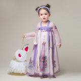 Joyful Garden Graphic Layered Hanfu Dress-3 -  NianYi, Chinese Traditional Clothing for Kids