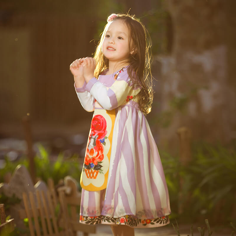 Flower and Rabbit Hanfu Dress-6 -  NianYi, Chinese Traditional Clothing for Kids