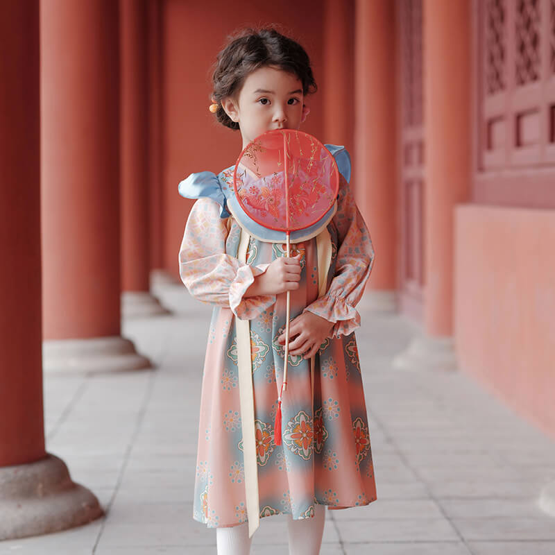 Tang Palace Banquet Hanfu Dress-7-color-Pale Crimson -  NianYi, Chinese Traditional Clothing for Kids