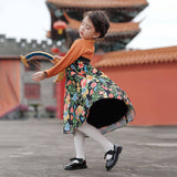Bird and Flower Painting Hanfu Dress-3 -  NianYi, Chinese Traditional Clothing for Kids
