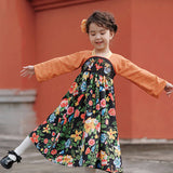 Bird and Flower Painting Hanfu Dress-4-color-Ink -  NianYi, Chinese Traditional Clothing for Kids