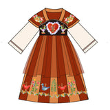 Bird and Flower Painting Ruffle Mesh Hanfu Dress-5 -  NianYi, Chinese Traditional Clothing for Kids