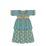 Flower Graphic Ruffle Mesh Dress-6 -  NianYi, Chinese Traditional Clothing for Kids