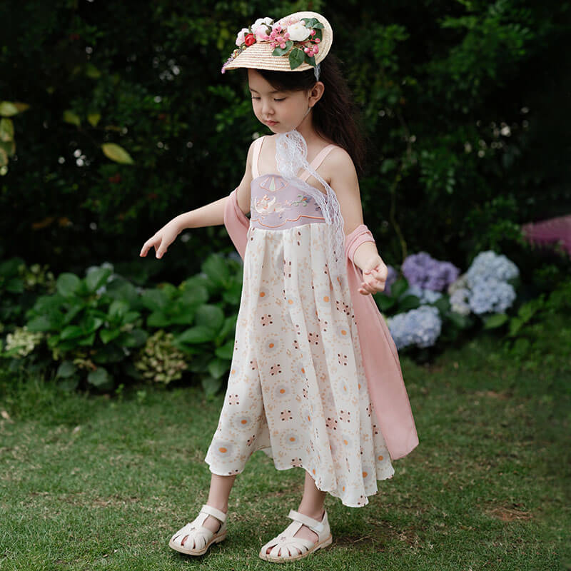 Flower Graphic Modern Sleeveless Dress-5 -  NianYi, Chinese Traditional Clothing for Kids