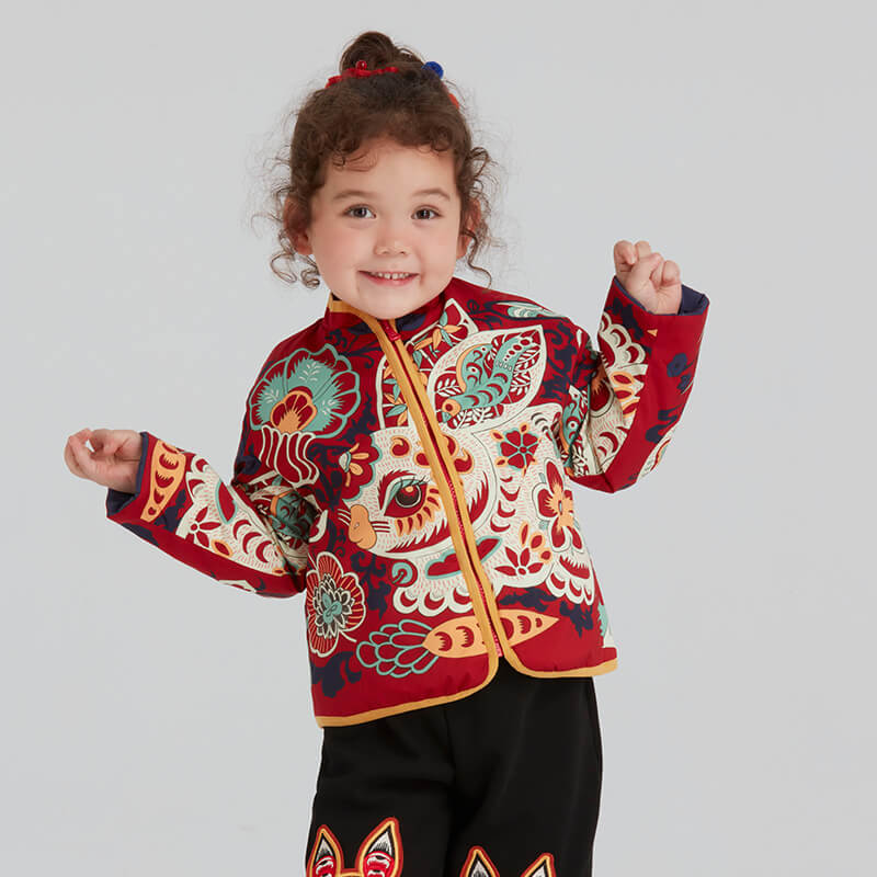321 Bunny Printing Jacket-1 -  NianYi, Chinese Traditional Clothing for Kids
