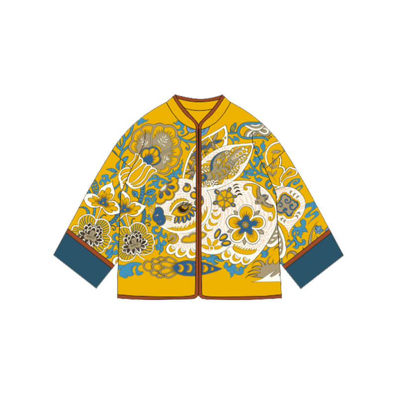 321 Bunny Printing Jacket-13-color WBG Golden Hairpin Yellow -  NianYi, Chinese Traditional Clothing for Kids