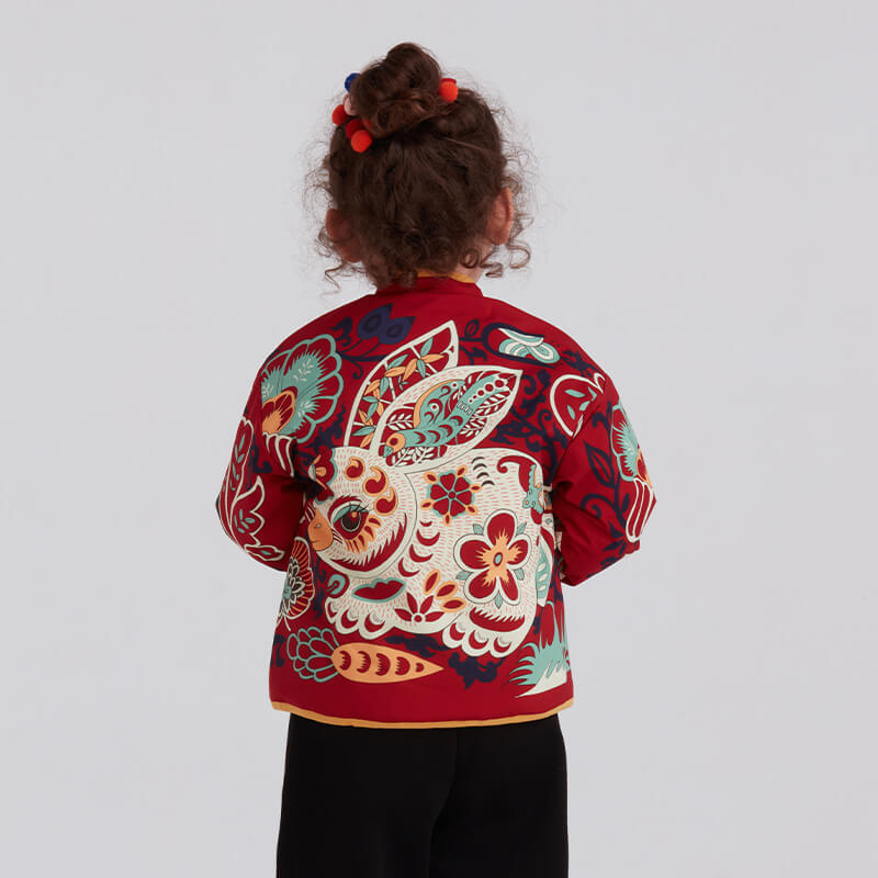 321 Bunny Printing Jacket-4 -  NianYi, Chinese Traditional Clothing for Kids