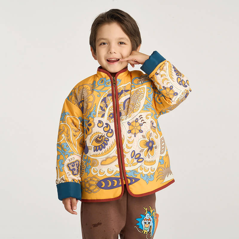 321 Bunny Printing Jacket-8-color Golden Hairpin Yellow -  NianYi, Chinese Traditional Clothing for Kids