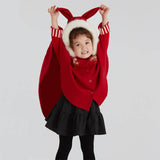Bunny Ear Poncho-1 -  NianYi, Chinese Traditional Clothing for Kids