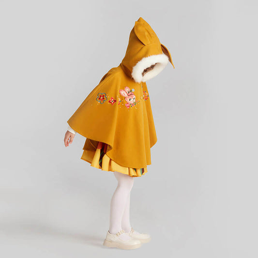 Bunny Ear Poncho-2 -  NianYi, Chinese Traditional Clothing for Kids