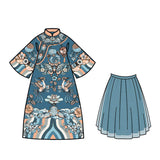 Oriental Princess Dress-6-color-WBG-Green Mountain Blue -  NianYi, Chinese Traditional Clothing for Kids