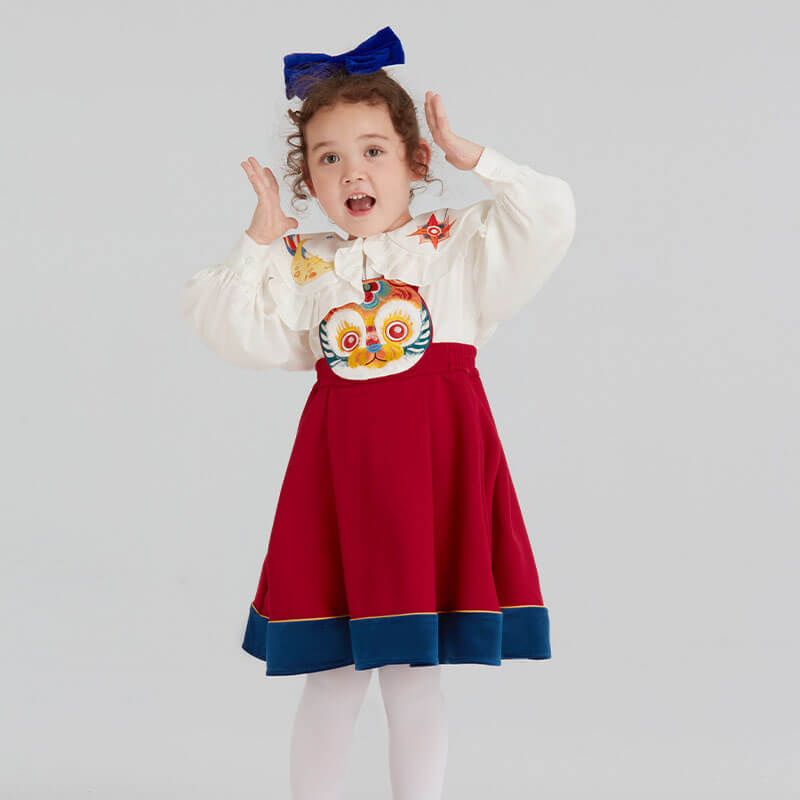Lucky Bunny Strap Dress-2 -  NianYi, Chinese Traditional Clothing for Kids