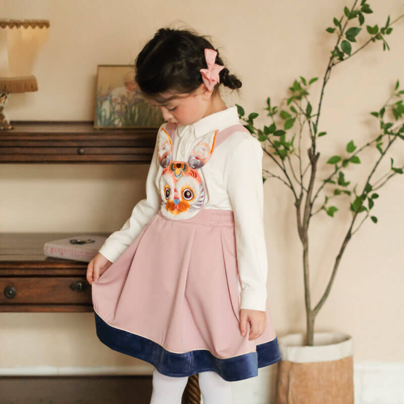 Lucky Bunny Strap Dress-7 -  NianYi, Chinese Traditional Clothing for Kids