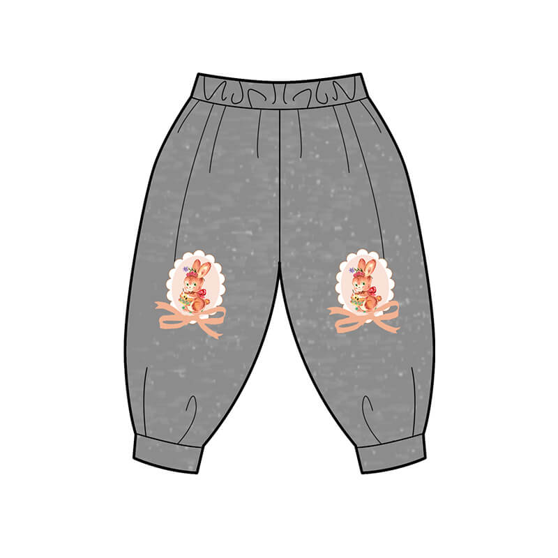 Floral Bunny Lantern Pant-8-color-WBG-Floral Mist Grey -  NianYi, Chinese Traditional Clothing for Kids