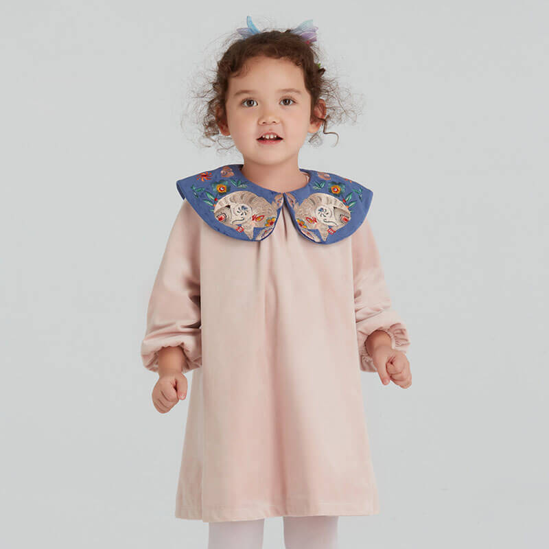 Velvet Happy Bunny Dress-5 -  NianYi, Chinese Traditional Clothing for Kids