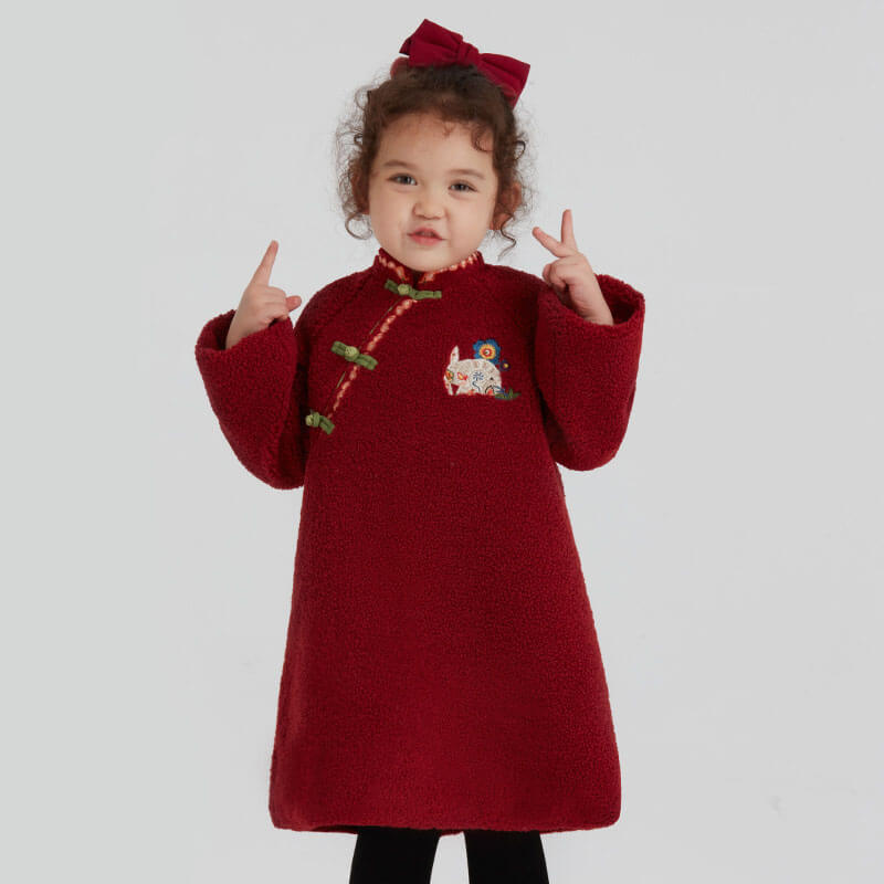 321 Bunny Qiapo Dress-1 -  NianYi, Chinese Traditional Clothing for Kids