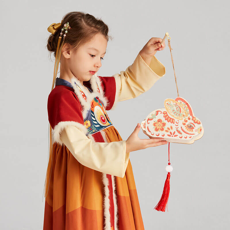 Lucky Bunny Hanfu Dress-2 -  NianYi, Chinese Traditional Clothing for Kids
