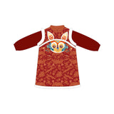 Lucky Bunny Head Qipao Dress-6-color WBG NianYi Red -  NianYi, Chinese Traditional Clothing for Kids