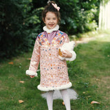 Happy Bunny Printed Chinese Coat-4-color-Pale Crimson -  NianYi, Chinese Traditional Clothing for Kids