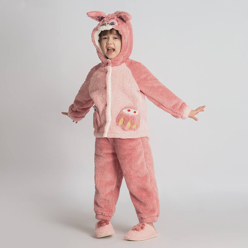 Lucky Bunny Claw Homewear -1-color-Pale Crimson -  NianYi, Chinese Traditional Clothing for Kids