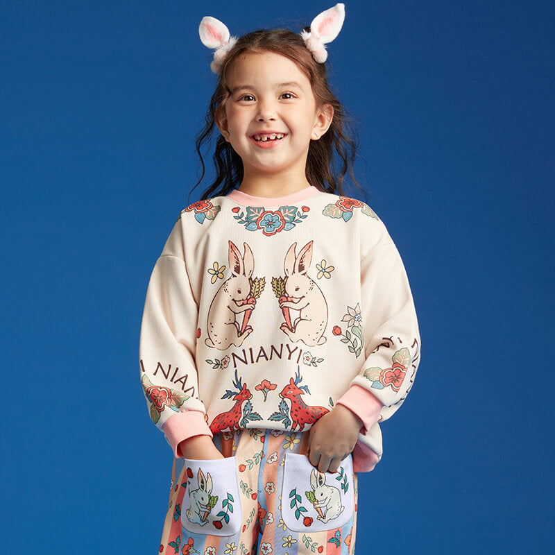 Cozy Bunny Sweatshirt-7 -  NianYi, Chinese Traditional Clothing for Kids