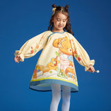 Bear Explorer Gathered Sleeve Dress-2 -  NianYi, Chinese Traditional Clothing for Kids