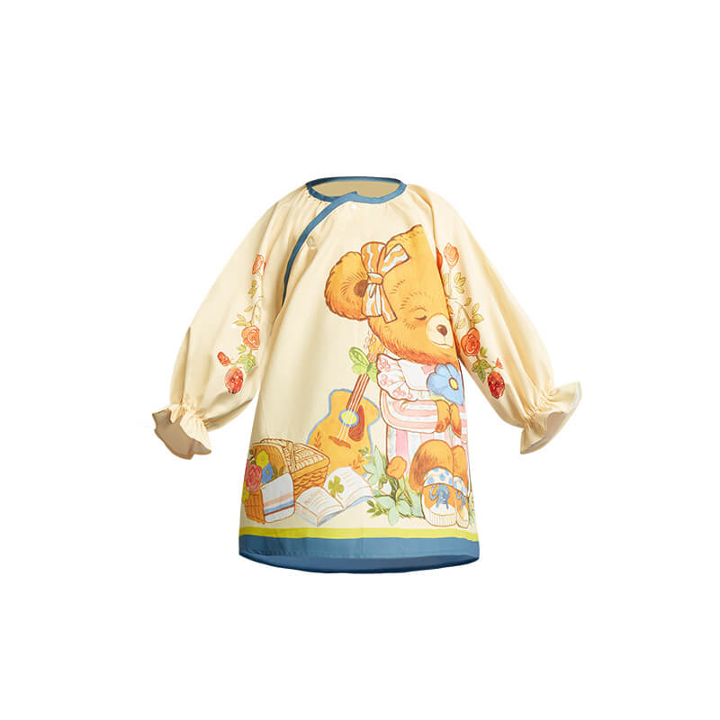Bear Explorer Gathered Sleeve Dress-6 -  NianYi, Chinese Traditional Clothing for Kids