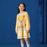 Bear Explorer Striped Dress-7-color-Grapefruit Yellow -  NianYi, Chinese Traditional Clothing for Kids