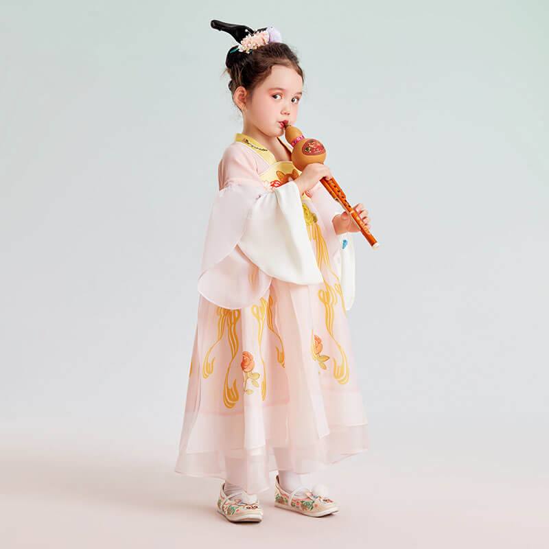 Summer Fairy Classic Removable Sleeves Hanfu Dress-11-color-Pale Ivy Pink -  NianYi, Chinese Traditional Clothing for Kids
