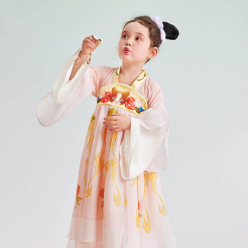 Summer Fairy Classic Removable Sleeves Hanfu Dress-3 -  NianYi, Chinese Traditional Clothing for Kids