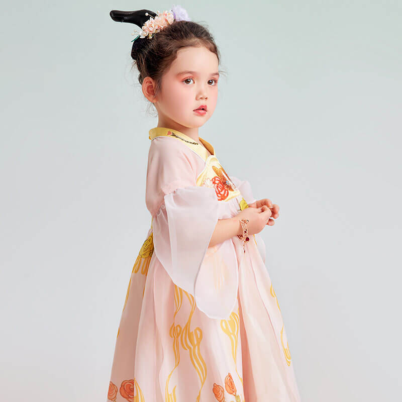 Summer Fairy Classic Removable Sleeves Hanfu Dress-4 -  NianYi, Chinese Traditional Clothing for Kids