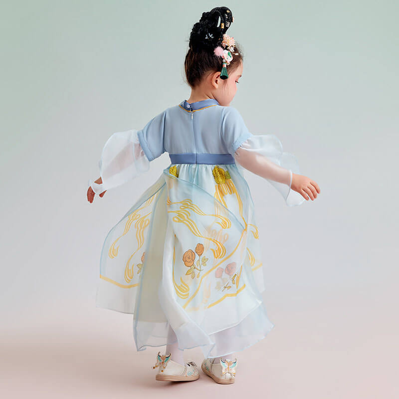 Summer Fairy Classic Removable Sleeves Hanfu Dress-6 -  NianYi, Chinese Traditional Clothing for Kids