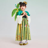 Fairy Puff Sleeve Ruffle Trim Hanfu Dress-4 -  NianYi, Chinese Traditional Clothing for Kids