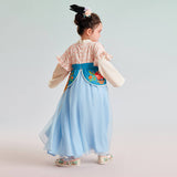 2 in 1 Puff Sleeve Layered Hem Hanfu Dress-12 -  NianYi, Chinese Traditional Clothing for Kids