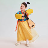 2 in 1 Puff Sleeve Layered Hem Hanfu Dress-1 -  NianYi, Chinese Traditional Clothing for Kids