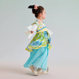 Bird and Flower Painting Layered Pleated Hanfu Dress-4 -  NianYi, Chinese Traditional Clothing for Kids