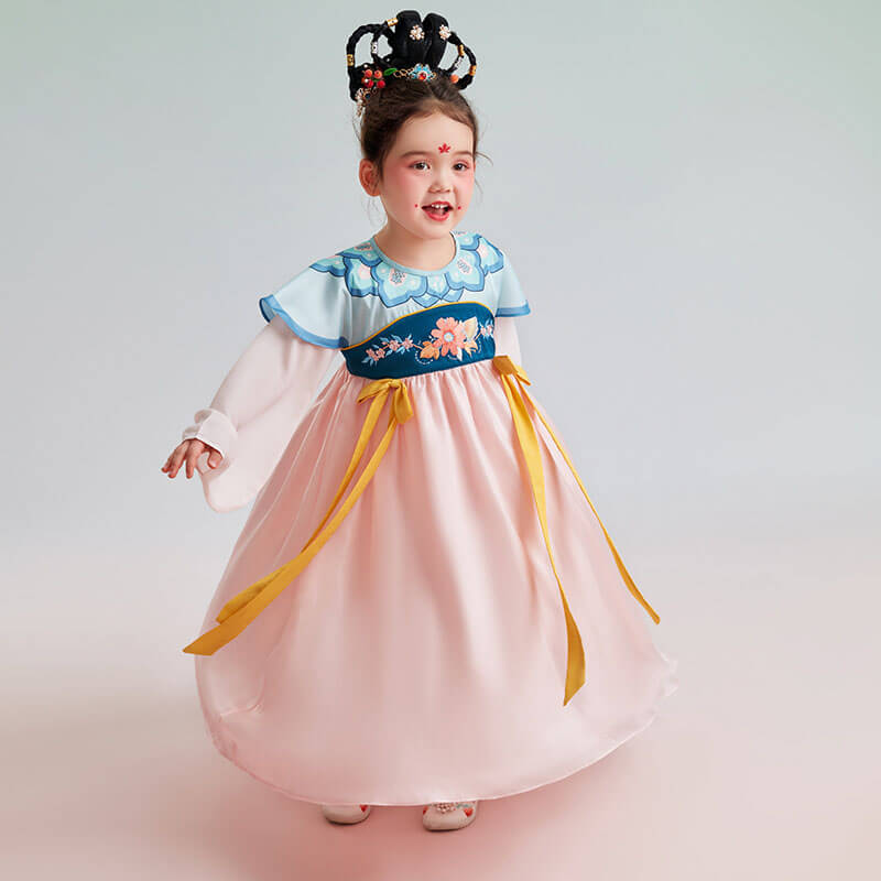 Bow Front Ruffle Trim Mesh Hanfu Dress-10 -  NianYi, Chinese Traditional Clothing for Kids