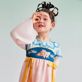 Bow Front Ruffle Trim Mesh Hanfu Dress-11 -  NianYi, Chinese Traditional Clothing for Kids