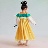 Bow Front Ruffle Trim Mesh Hanfu Dress-4 -  NianYi, Chinese Traditional Clothing for Kids