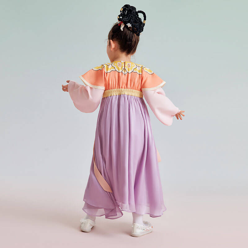 Bow Front Ruffle Trim Mesh Hanfu Dress-9 -  NianYi, Chinese Traditional Clothing for Kids